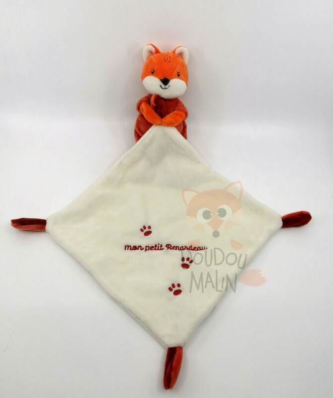  renard peluche avec mouchoir orange crème mon petit renardeau 30 cm 